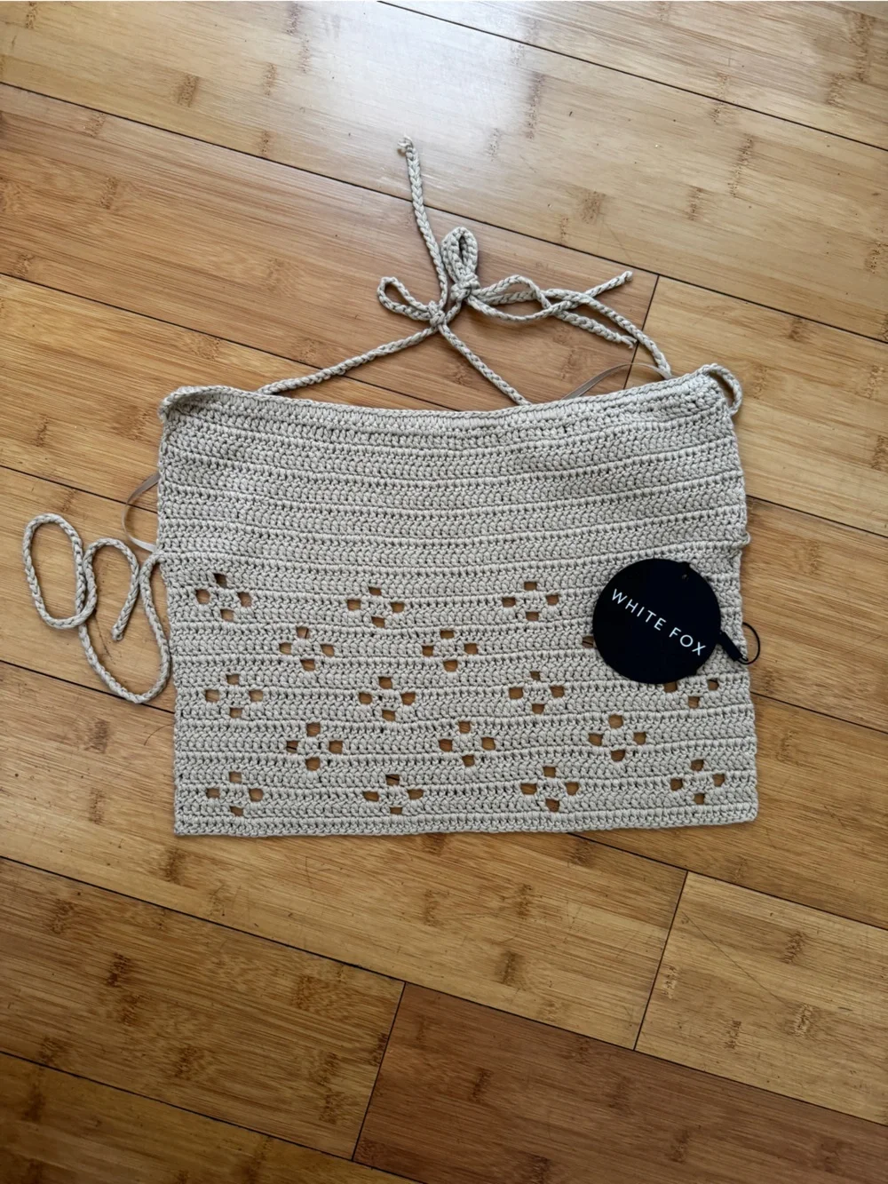 WHITE FOX, XS/S, NWT, Taking my Time crochet top in oat - Picture 5 of 5